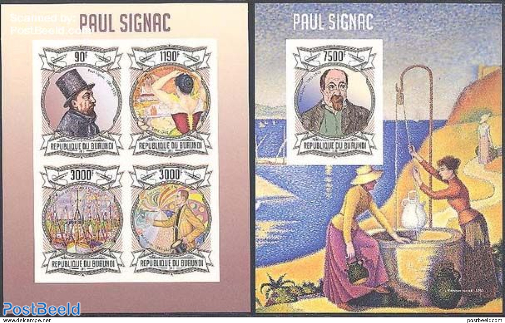 Burundi 2013 Paul Signac 2 S/s, Imperforated, Mint NH, Art - Modern Art (1850-present) - Paintings - Sonstige & Ohne Zuordnung