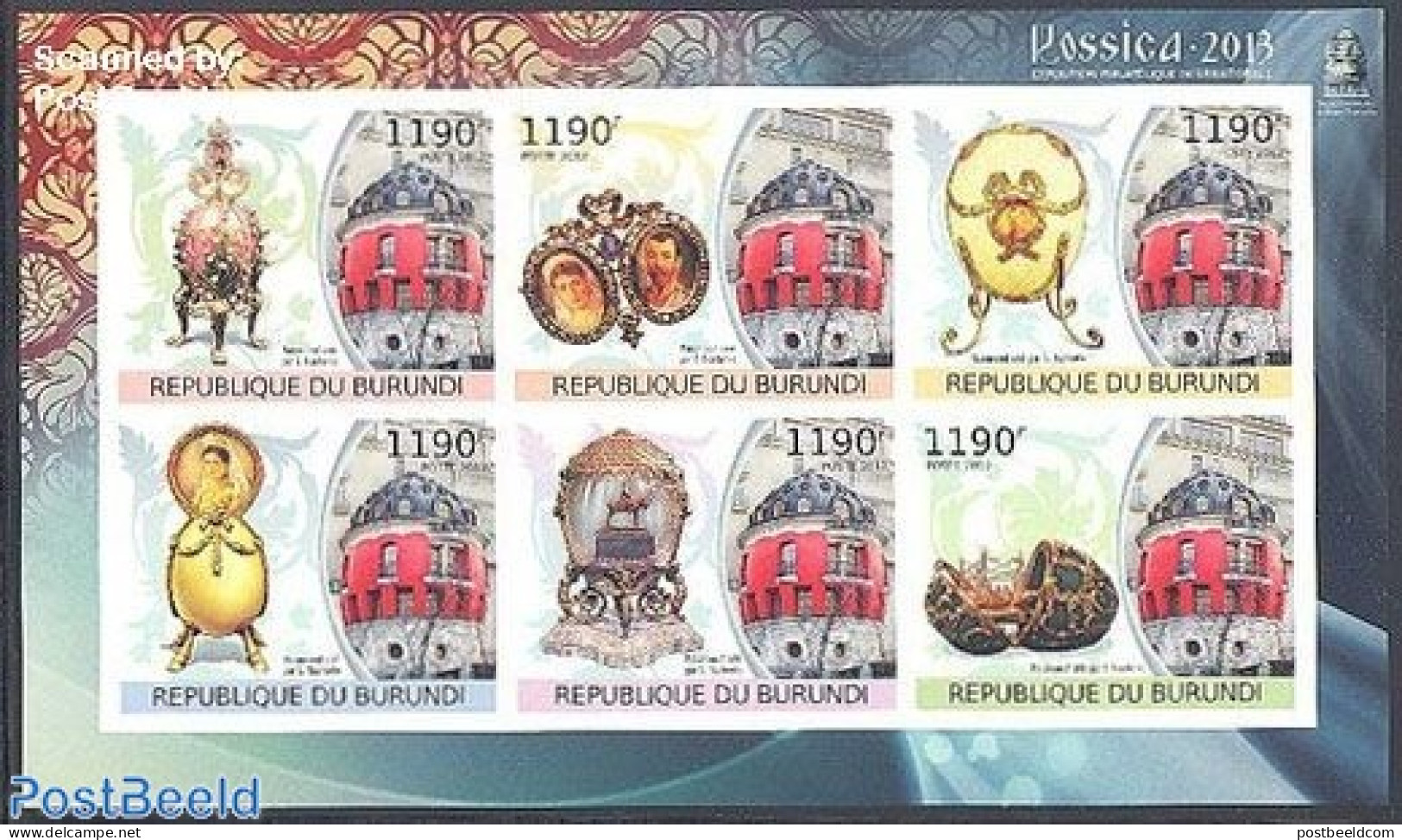 Burundi 2012 Rossica 6v M/s, Imperforated, Mint NH, Transport - Philately - Ships And Boats - Art & Antique Objects - Bateaux