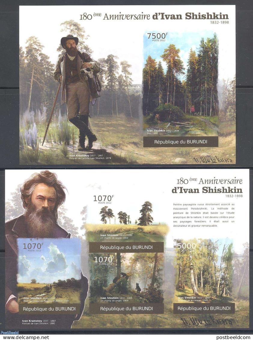 Burundi 2012 Ivan Shishkin 2 S/s, Imperforated, Mint NH, Art - Paintings - Other & Unclassified