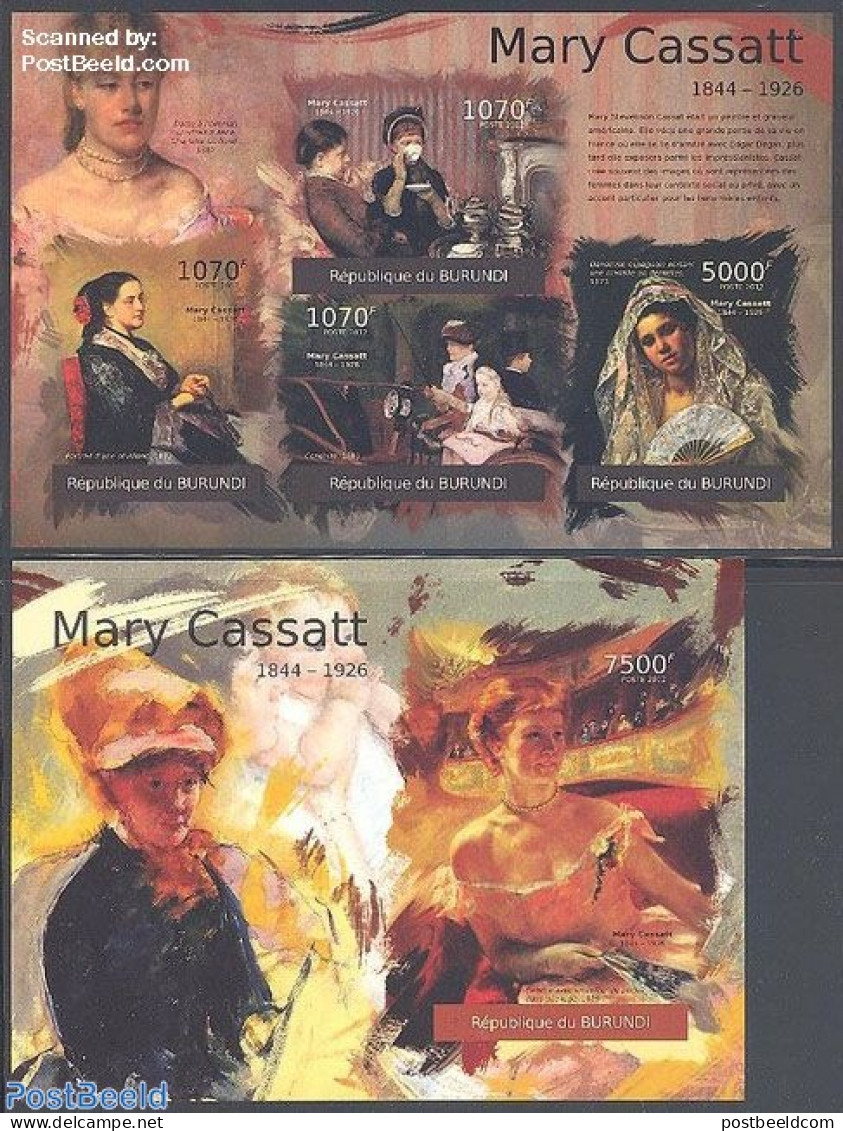 Burundi 2012 Mary Cassat 2 S/s, Imperforated, Mint NH, Art - Paintings - Other & Unclassified