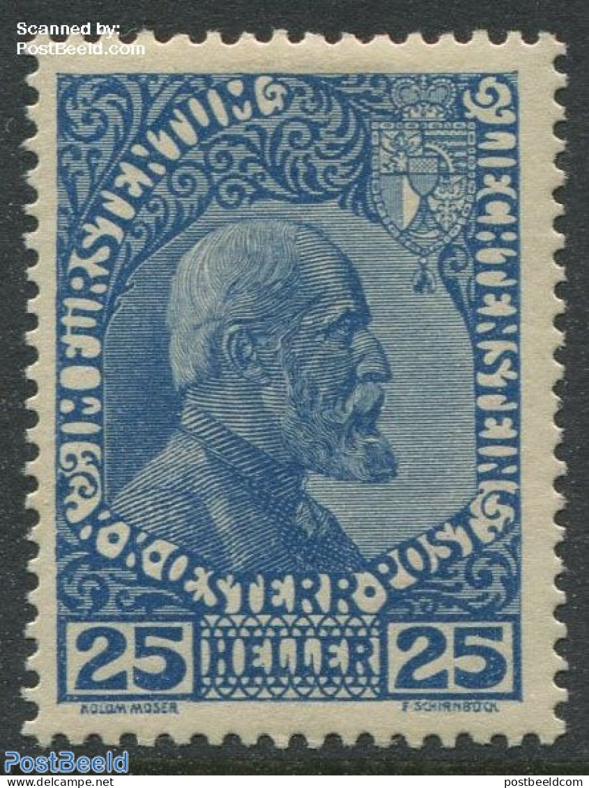 Liechtenstein 1912 25H, Cobaltblue, Stamp Out Of Set, Unused (hinged) - Ungebraucht