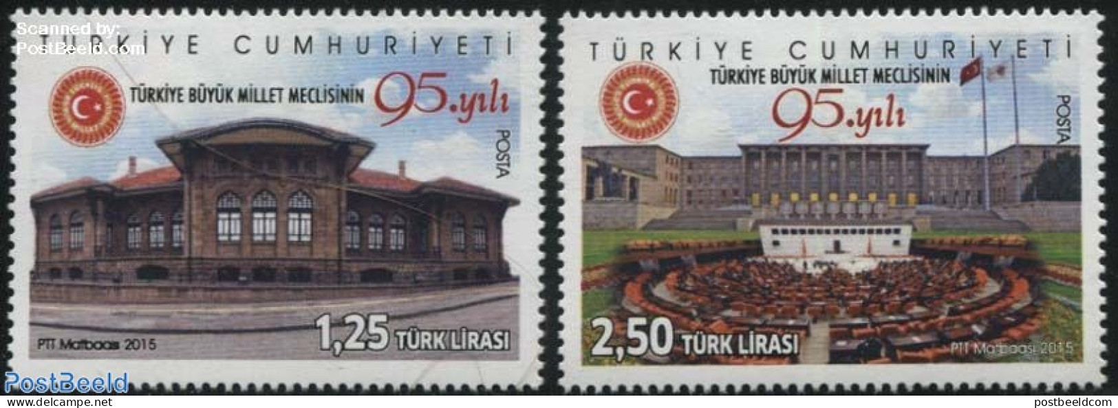 Turkey 2015 95 Years Grand Assembly 2v, Mint NH, History - History - Altri & Non Classificati