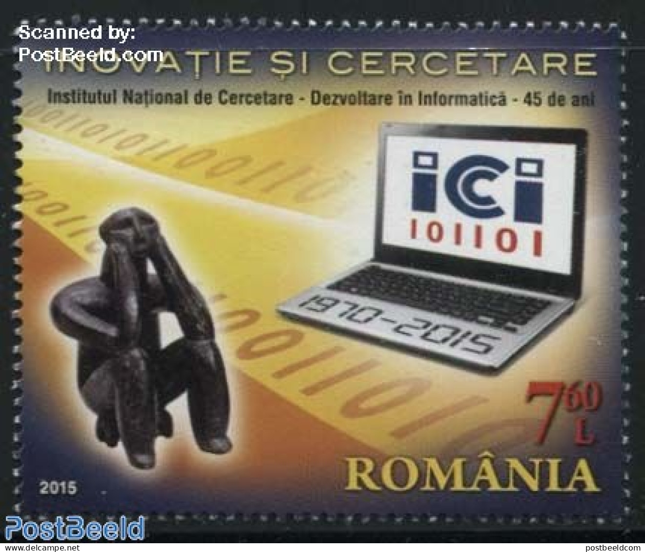 Romania 2015 45 Years ICI 1v, Mint NH, Science - Computers & IT - Art - Sculpture - Nuevos