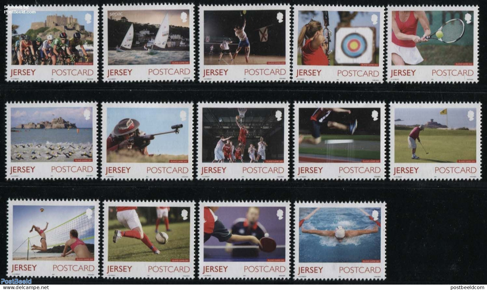 Jersey 2015 Island Games 14v, Mint NH, Sport - Transport - Athletics - Basketball - Football - Golf - Shooting Sports .. - Athletics