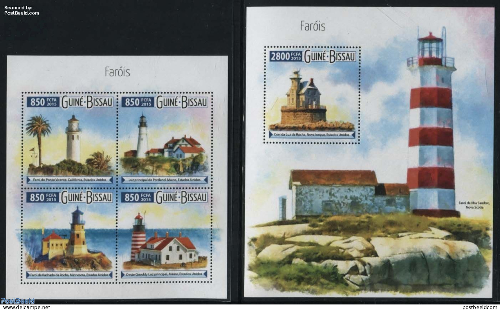Guinea Bissau 2015 Lighthouses 2 S/s, Mint NH, Various - Lighthouses & Safety At Sea - Faros