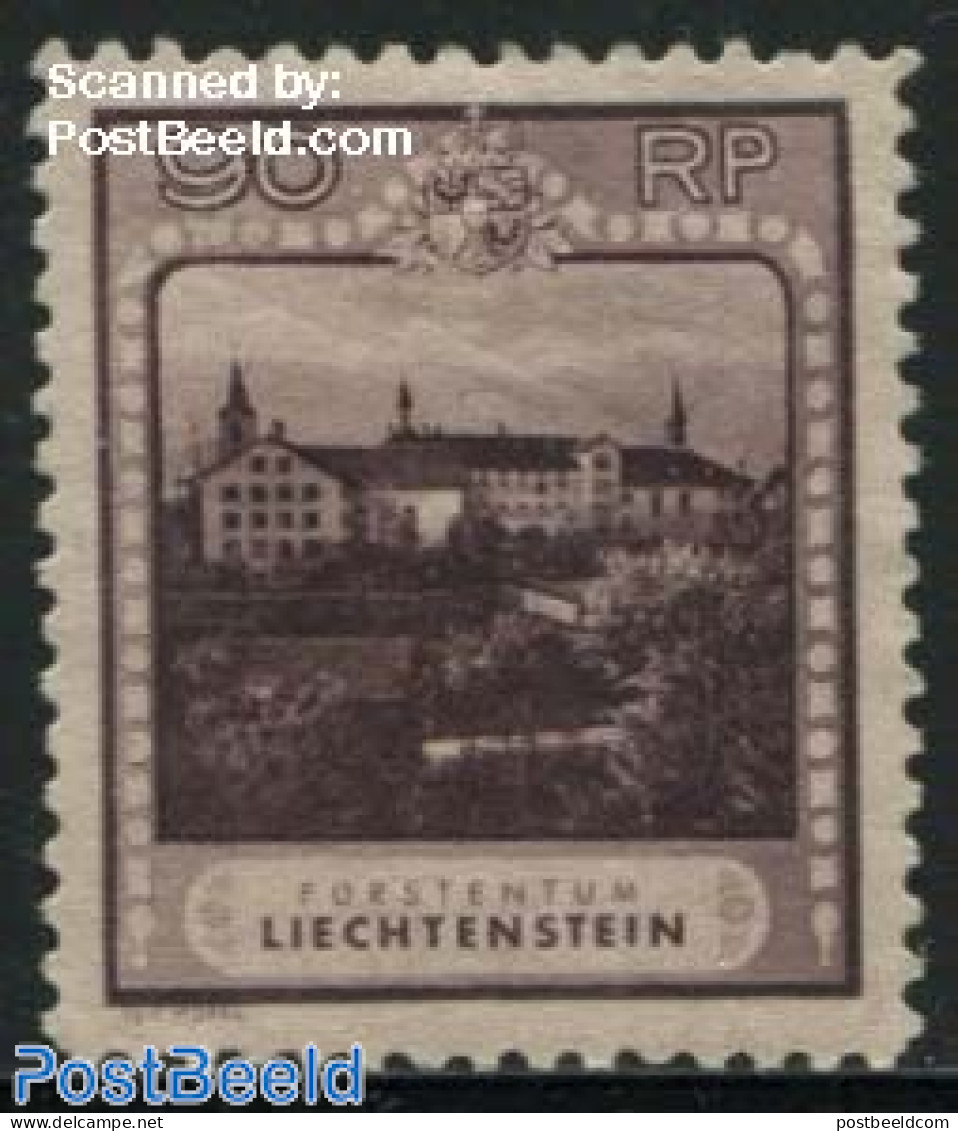 Liechtenstein 1930 90Rp, Perf. 10.5, Stamp Out Of Set, Unused (hinged), Religion - Cloisters & Abbeys - Ungebraucht