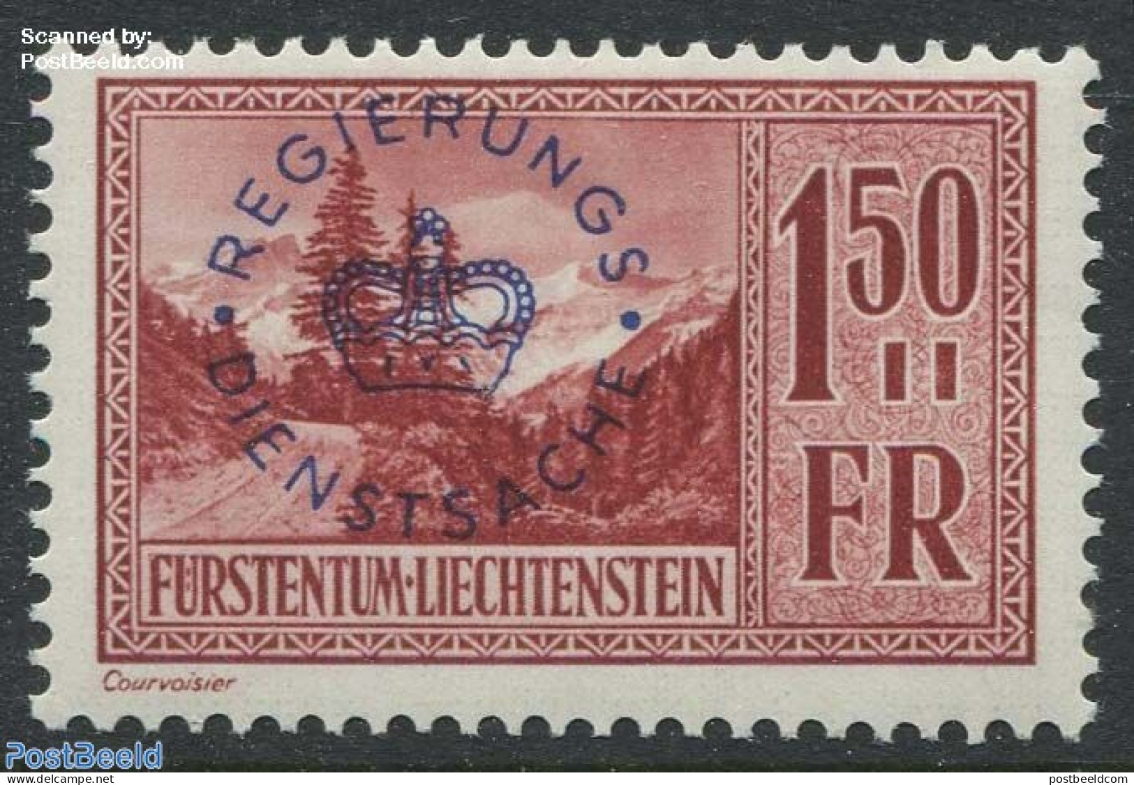 Liechtenstein 1934 1.50Fr, Stamp Out Of Set, Mint NH - Unused Stamps