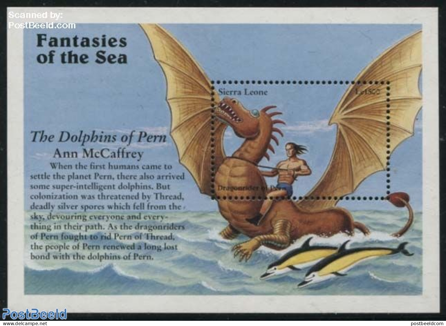 Sierra Leone 1996 Dragonrider Of Pern S/s, Mint NH, Art - Fairytales - Cuentos, Fabulas Y Leyendas