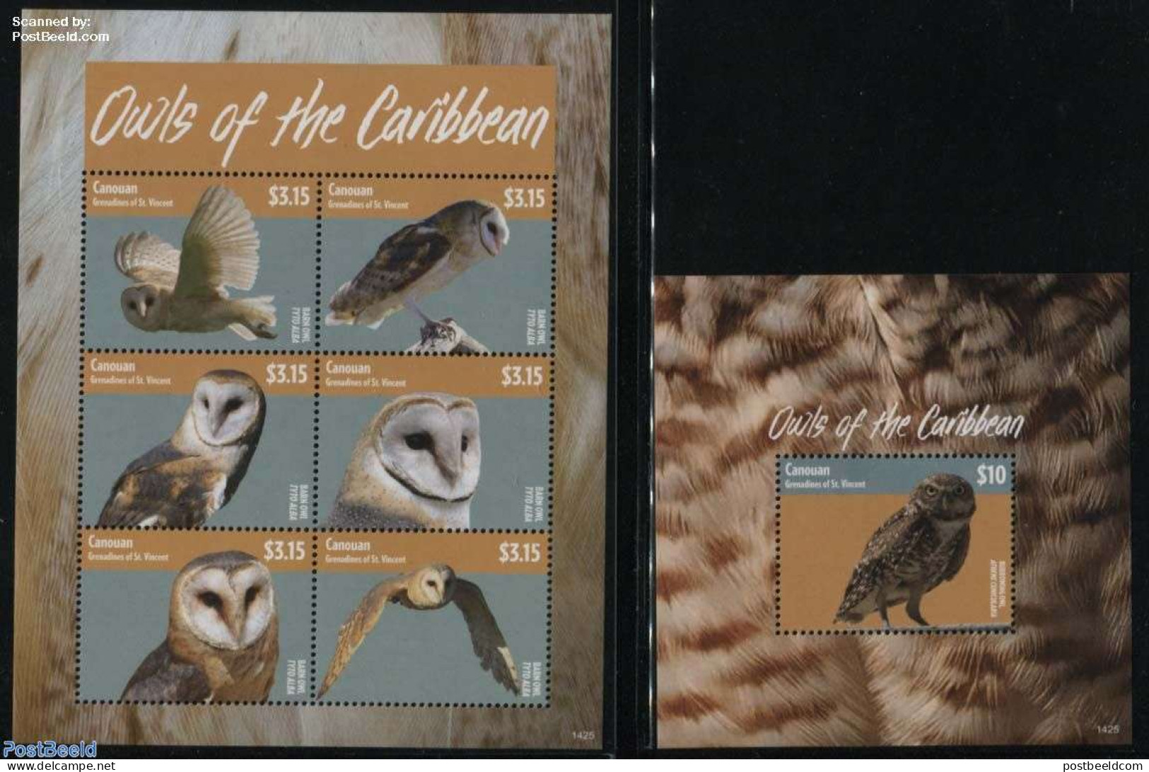 Saint Vincent & The Grenadines 2014 Canouan, Owls 2 S/s, Mint NH, Nature - Birds - Birds Of Prey - Owls - St.Vincent Y Las Granadinas