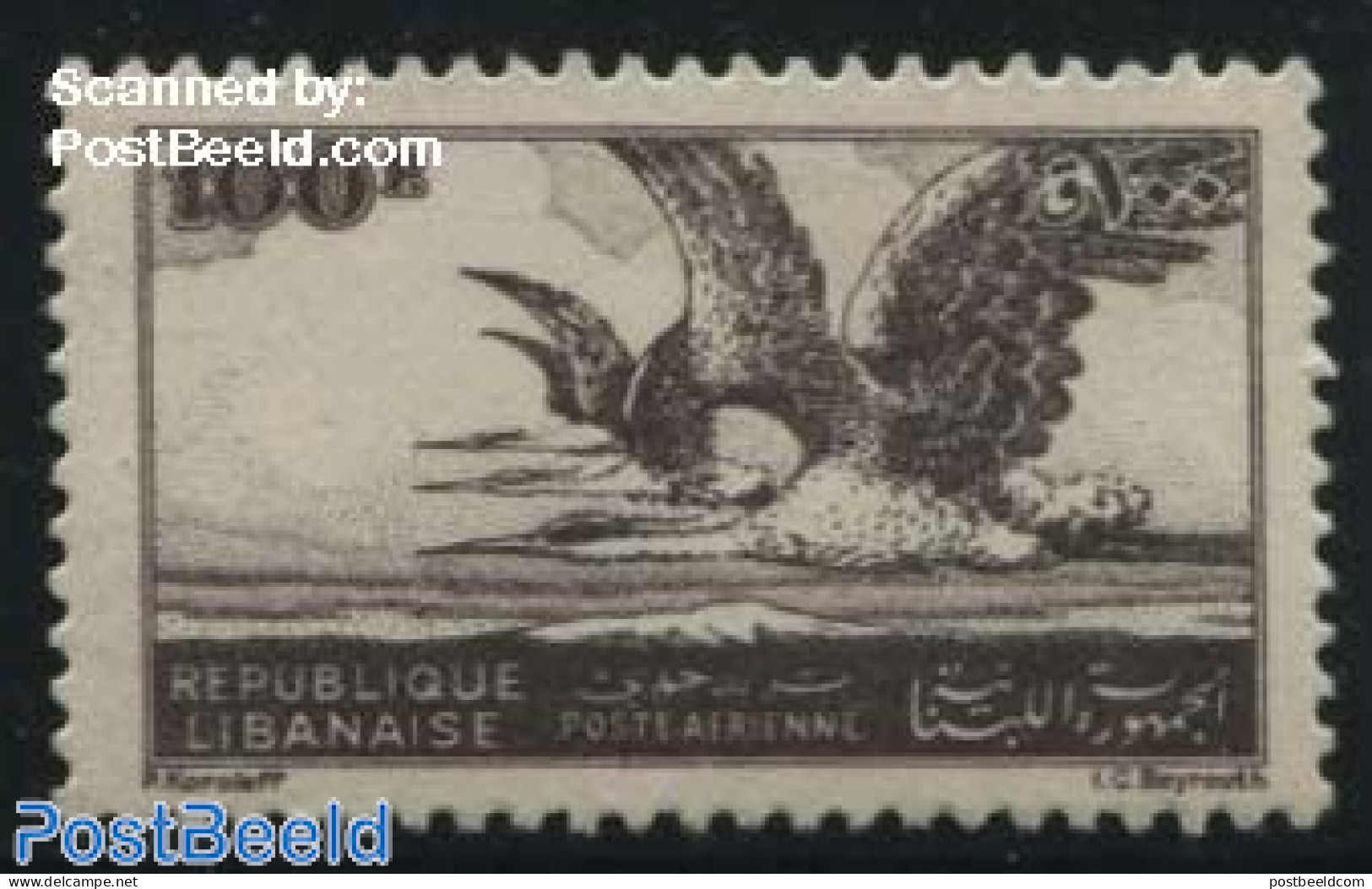 Lebanon 1946 100P, Stamp Out Of Set, Mint NH, Nature - Birds - Libanon