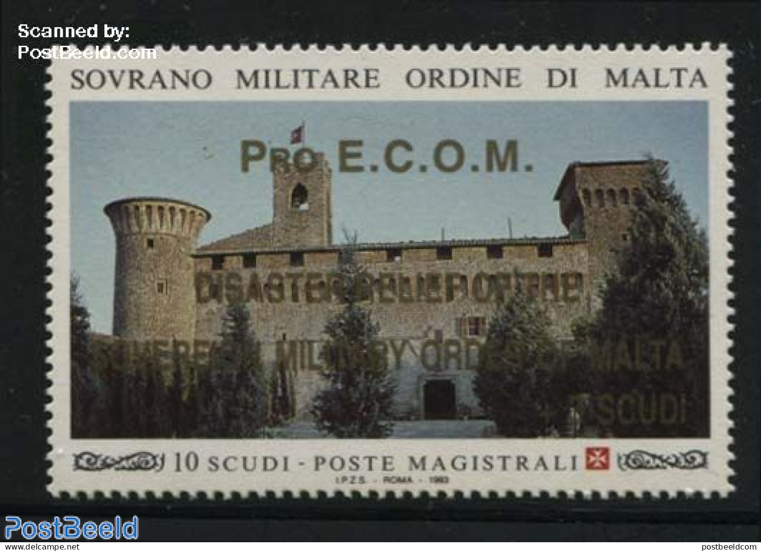 Sovereign Order Of Malta 1996 Pro ECOM Overprint 1v, Mint NH, Art - Castles & Fortifications - Kastelen