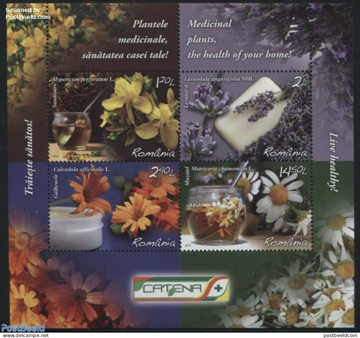 Romania 2015 Medicinal Plants S/s, Mint NH, Health - Nature - Food & Drink - Health - Flowers & Plants - Neufs