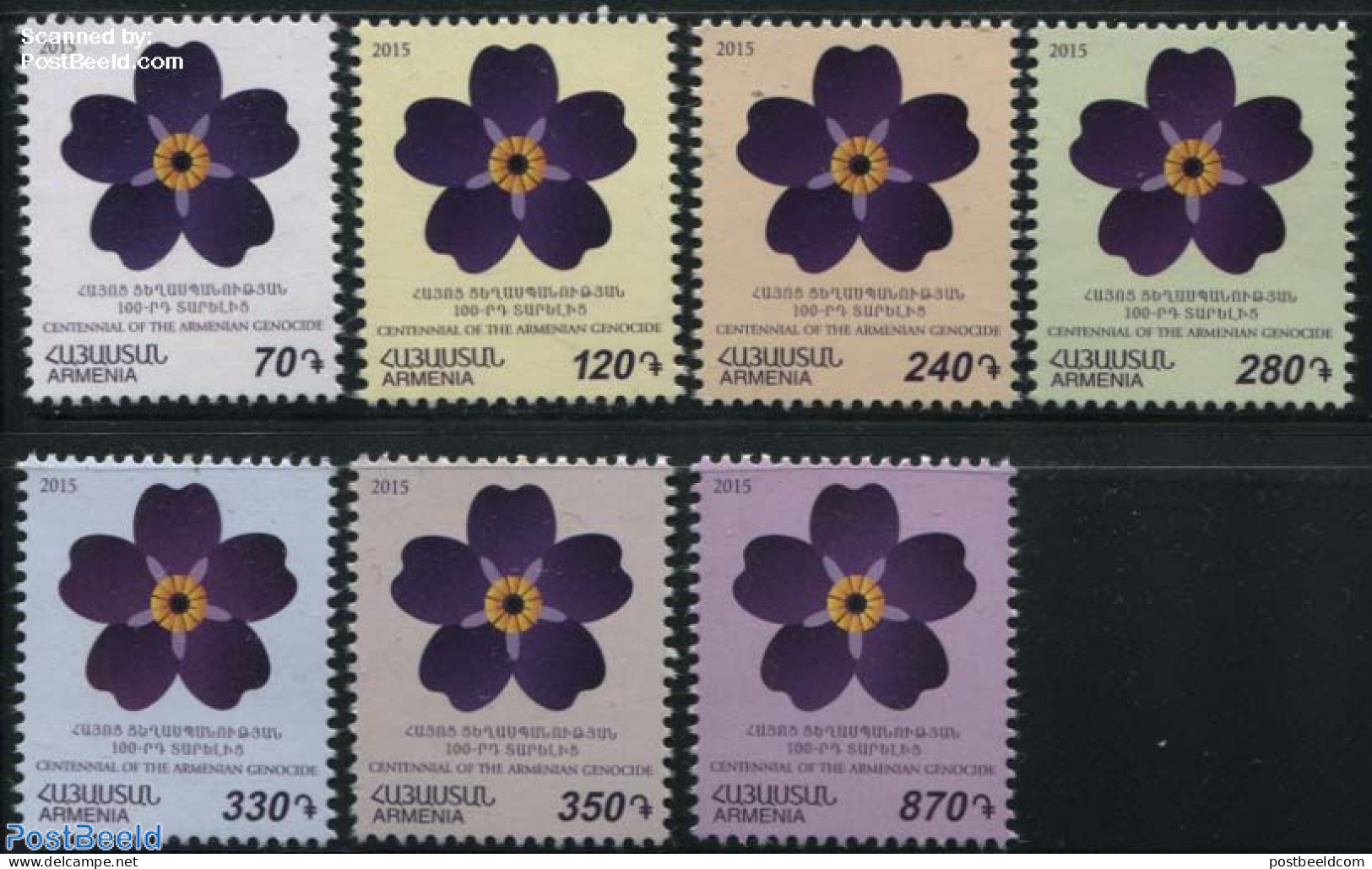 Armenia 2015 Definitives 7v, Genocide Centennial, Mint NH, History - Nature - History - Flowers & Plants - Arménie