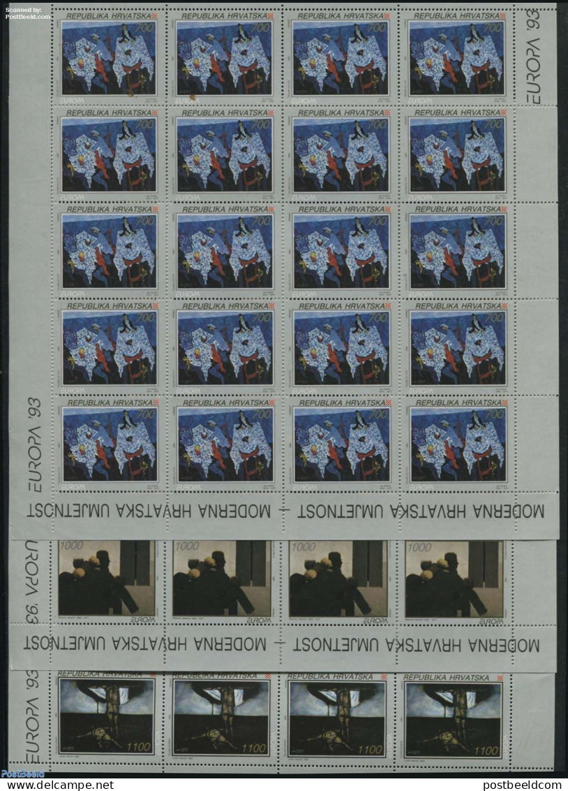Croatia 1993 Europa, 3 Sheets With Each 20 Stamps, Mint NH, History - Europa (cept) - Art - Modern Art (1850-present) .. - Croatia