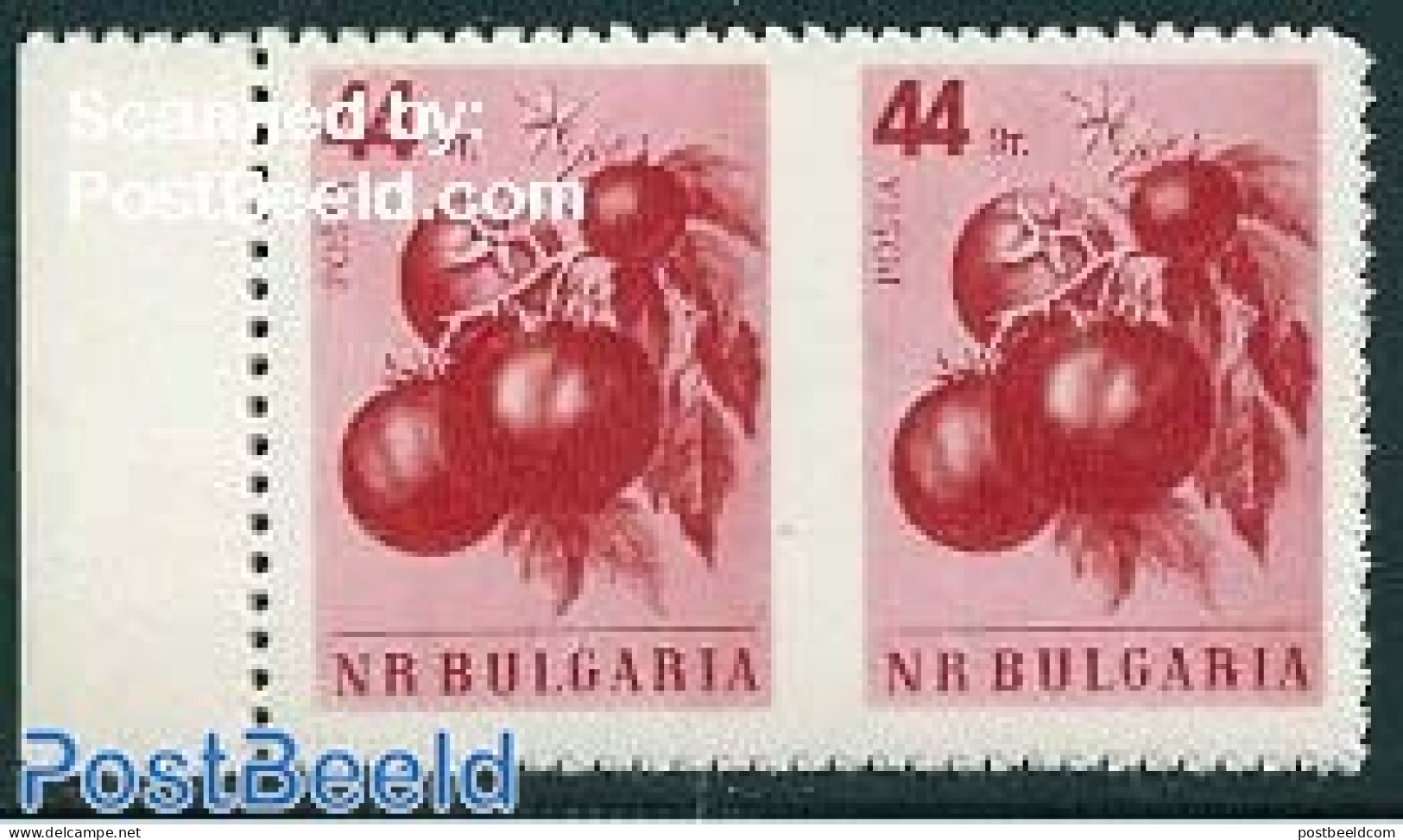 Bulgaria 1958 44St, Pair With Imperforated Centre, Mint NH, Health - Food & Drink - Nuovi