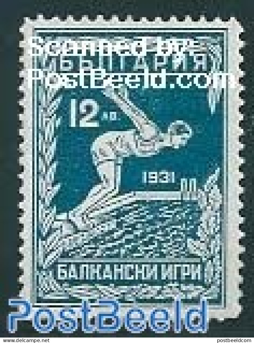 Bulgaria 1931 12L, Stamp Out Of Set, Unused (hinged), Sport - Sport (other And Mixed) - Swimming - Neufs
