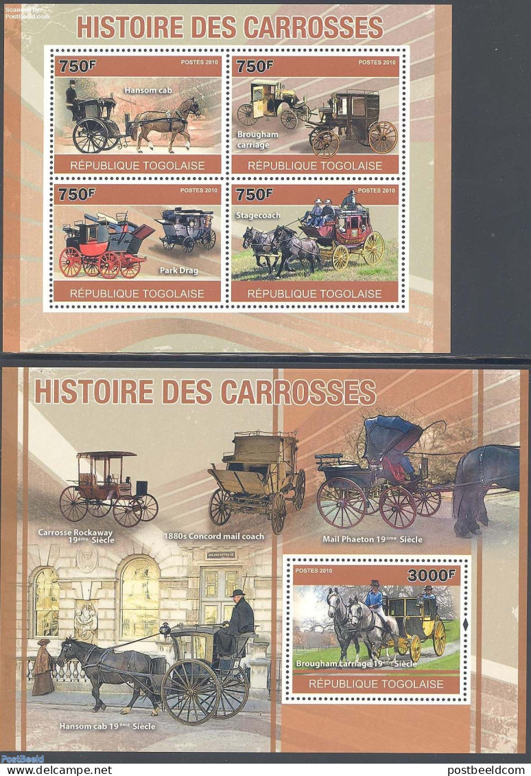 Togo 2010 Carriages 2 S/s, Mint NH, Nature - Transport - Horses - Coaches - Diligences