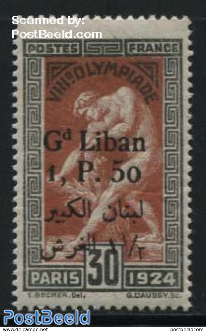 Lebanon 1924 1.50, Stamp Out Of Set, Unused (hinged), Sport - Liban