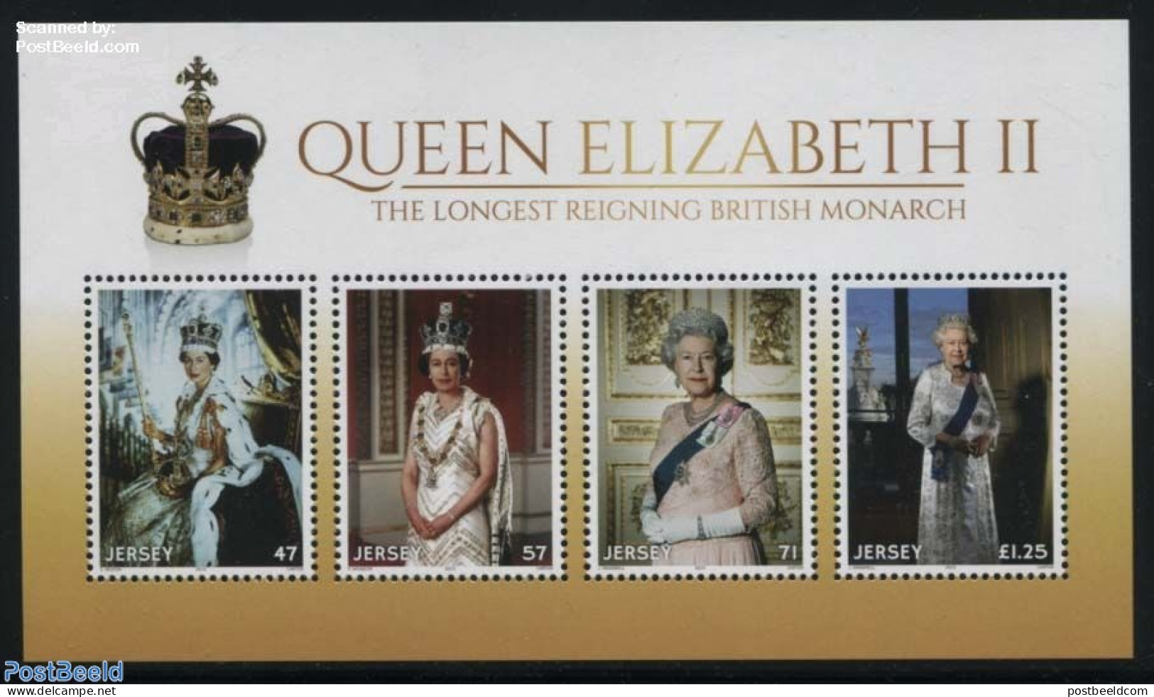 Jersey 2015 Elizabeth Longest Reigning Monarch S/s, Mint NH, History - Kings & Queens (Royalty) - Familles Royales