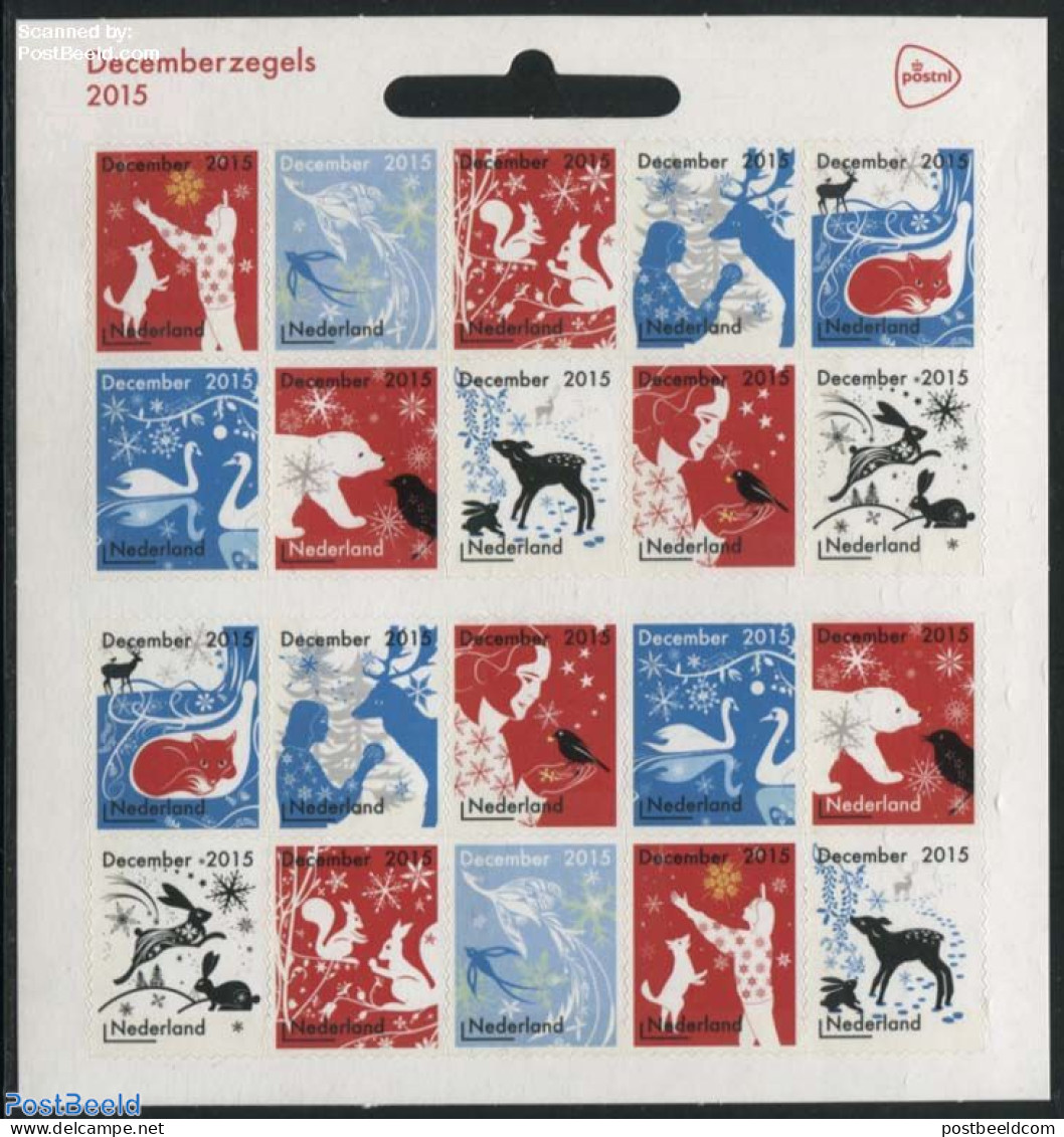 Netherlands 2015 Christmas M/s S-a (Postnl Logo), Mint NH, Nature - Religion - Animals (others & Mixed) - Bears - Bird.. - Unused Stamps