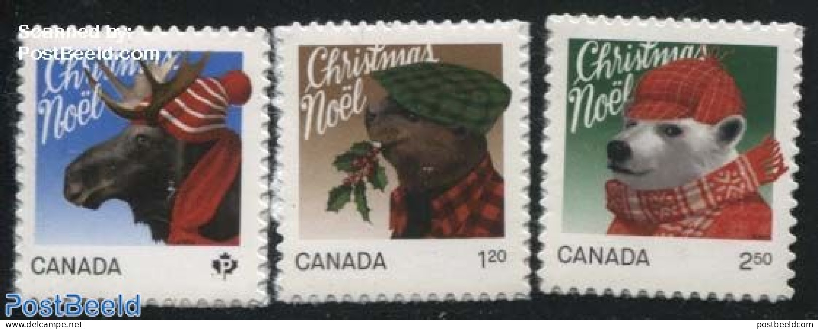 Canada 2015 Christmas, Animals 3v S-a, Mint NH, Nature - Religion - Animals (others & Mixed) - Bears - Christmas - Ongebruikt