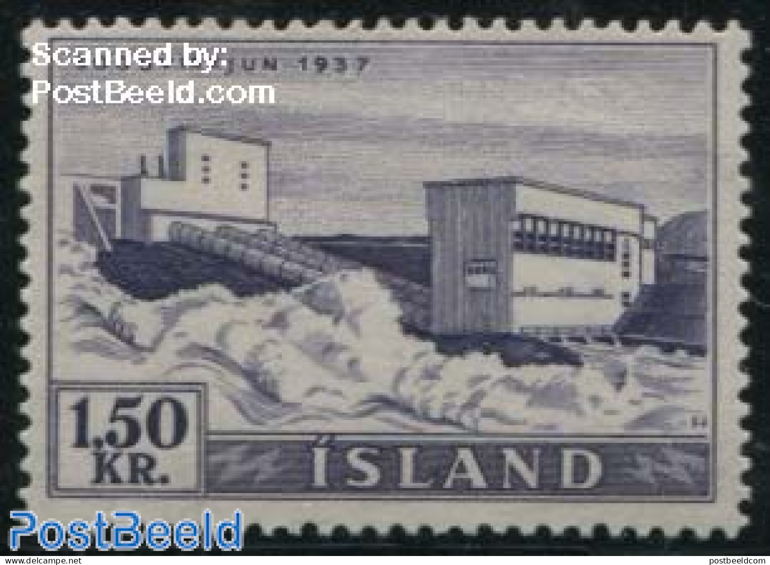 Iceland 1956 1.50Kr, Stamp Out Of Set, Mint NH, Nature - Water, Dams & Falls - Ongebruikt