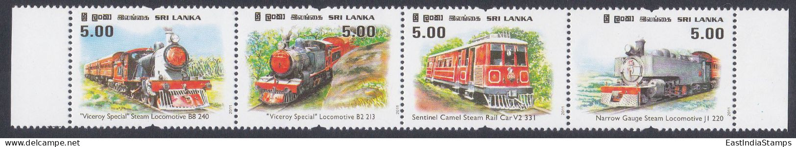 Sri Lanka 2011 MNH Se-tenant Viceroy's Sepcial Locomotive, Steam Engine,Train, Trains, Railway, Railways - Sri Lanka (Ceylon) (1948-...)