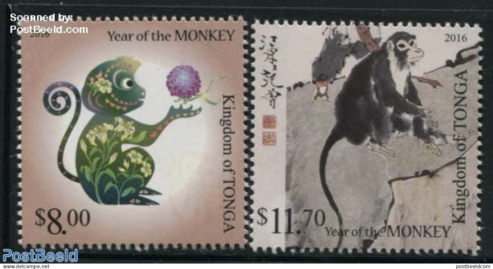 Tonga 2015 Year Of The Monkey 2v, Mint NH, Nature - Various - Monkeys - New Year - Nouvel An