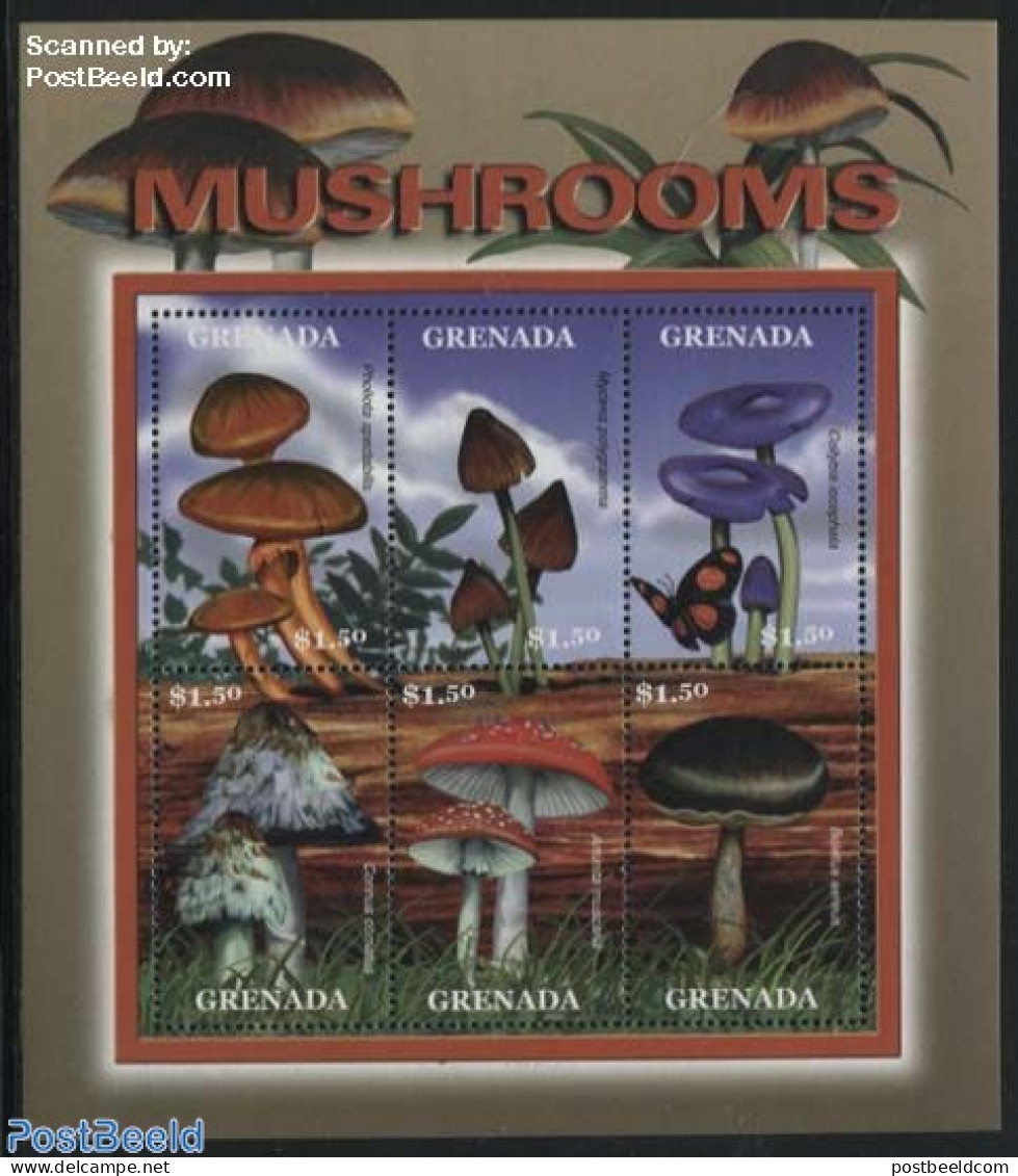 Grenada 2000 Mushrooms 6v M/s, Mint NH, Nature - Mushrooms - Mushrooms