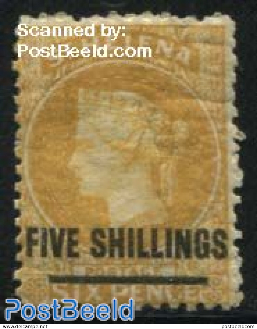 Saint Helena 1864 FIVE SHILLINGS On 6p Oranje, Unused (hinged) - Sint-Helena