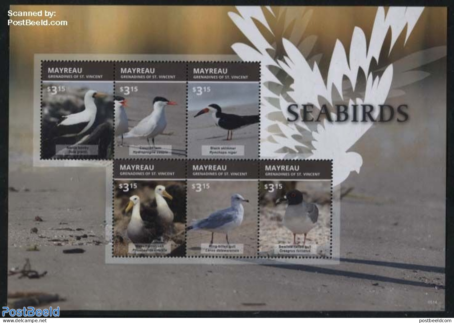 Saint Vincent & The Grenadines 2015 Mayreau, Seabirds 6v M/s, Mint NH, Nature - Birds - St.Vincent Y Las Granadinas