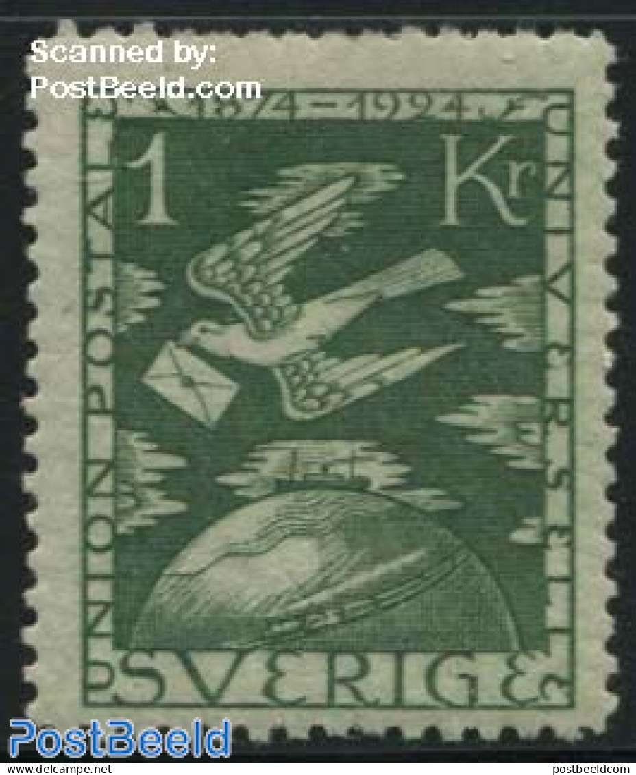 Sweden 1924 1Kr, Stamp Out Of Set, Unused (hinged), Nature - Birds - Ongebruikt