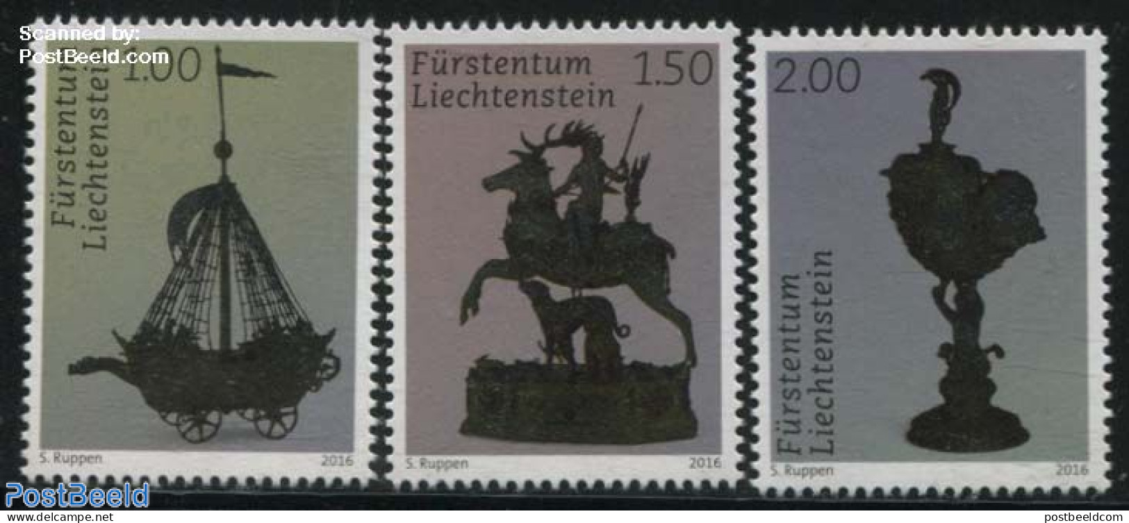 Liechtenstein 2016 Silver Art 3v, Mint NH, Nature - Religion - Transport - Animals (others & Mixed) - Deer - Greek & R.. - Nuevos