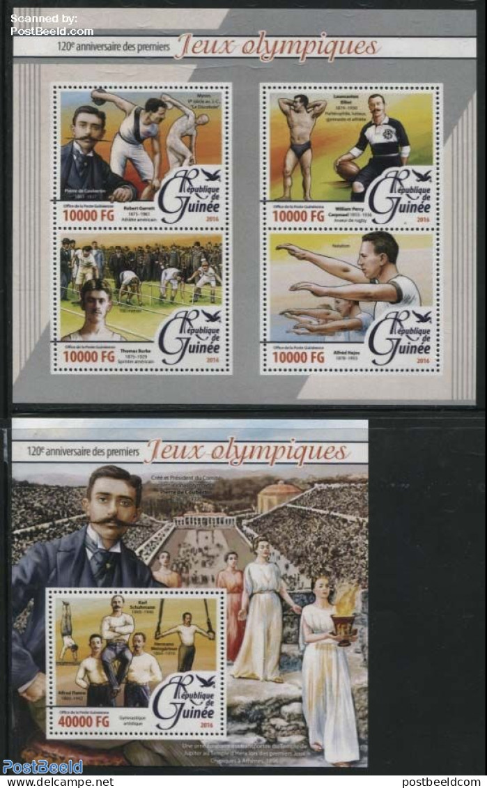 Guinea, Republic 2016 120 Years Olympic Games 2 S/s, Mint NH, Sport - Athletics - Olympic Games - Swimming - Art - Scu.. - Leichtathletik