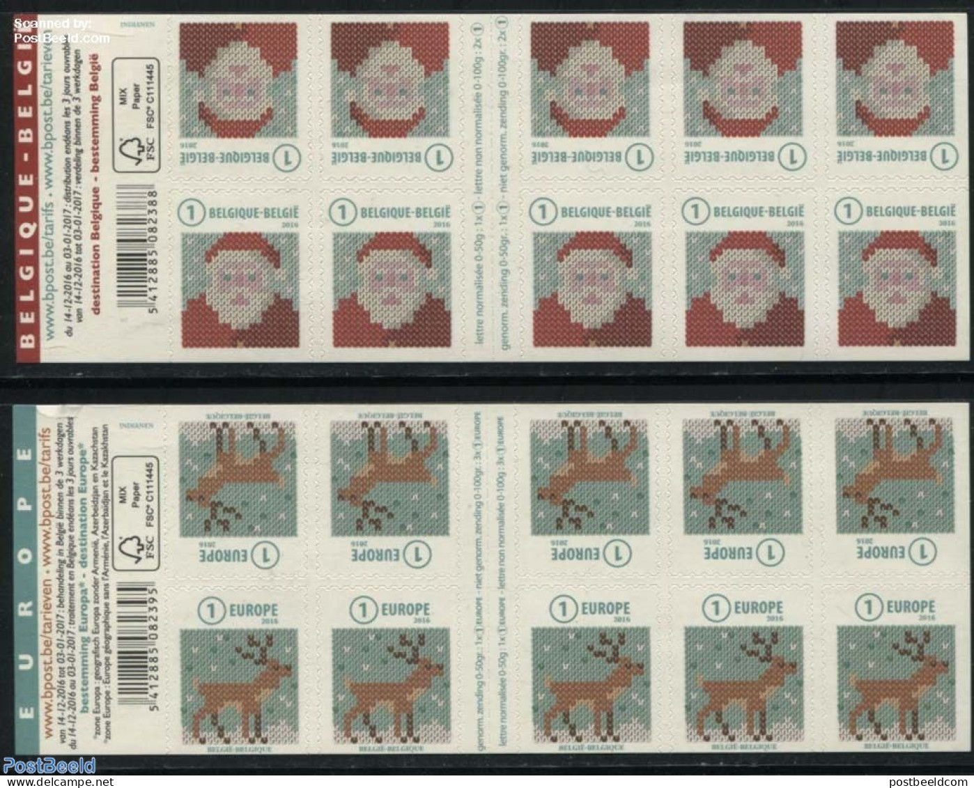 Belgium 2016 Christmas 2 Booklets, Mint NH, Religion - Christmas - Stamp Booklets - Ongebruikt