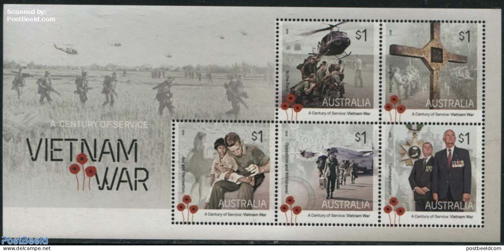 Australia 2016 Vietnam War S/s, Mint NH, History - Transport - Decorations - Militarism - Helicopters - Aircraft & Avi.. - Unused Stamps
