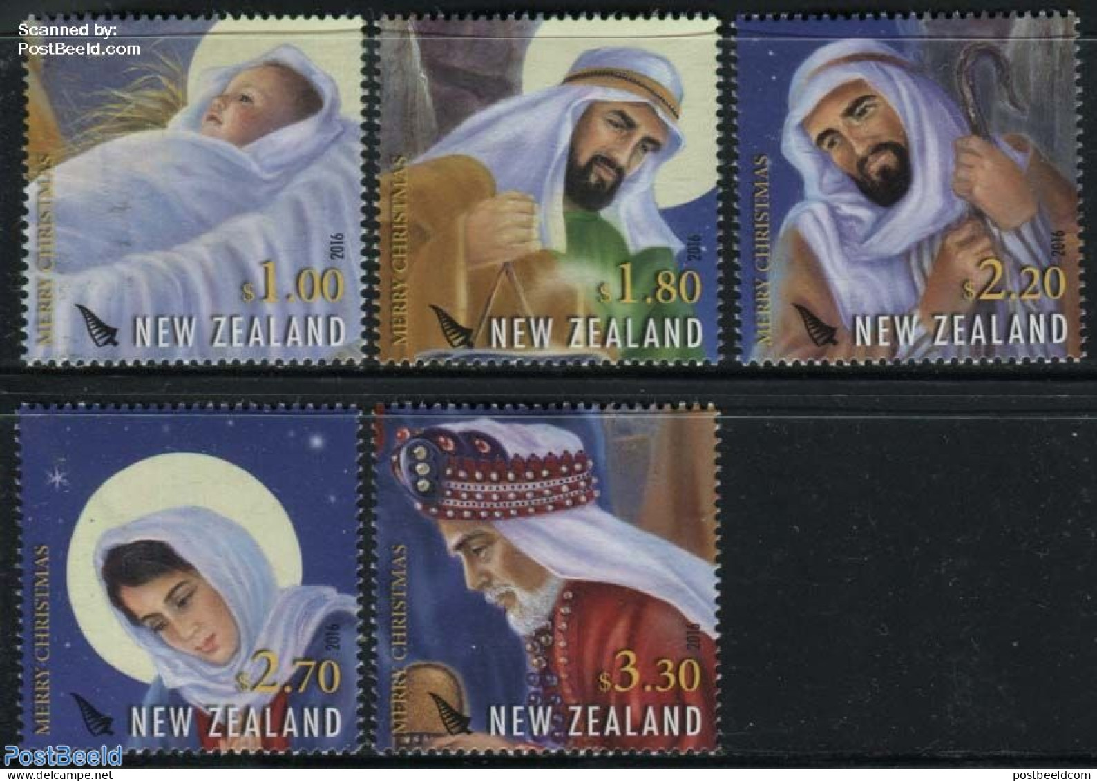 New Zealand 2016 Christmas 5v, Mint NH, Religion - Christmas - Ongebruikt
