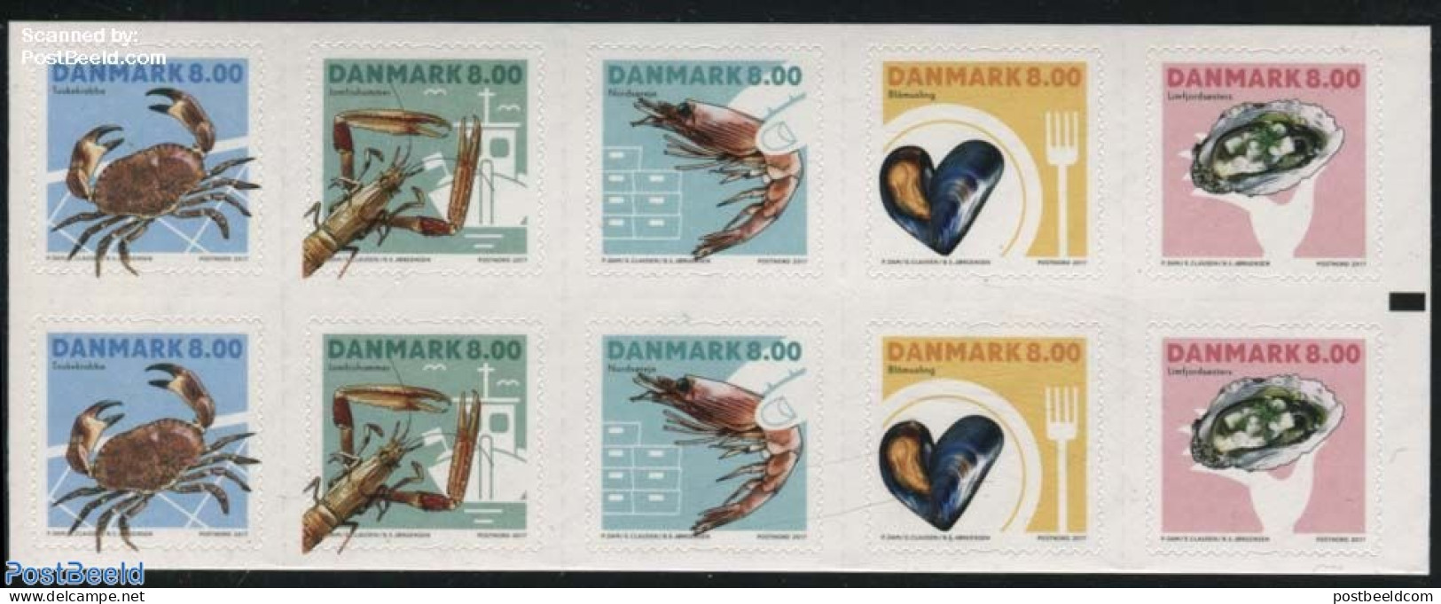 Denmark 2017 Shellfish Booklet, Mint NH, Health - Nature - Transport - Food & Drink - Shells & Crustaceans - Stamp Boo.. - Nuevos