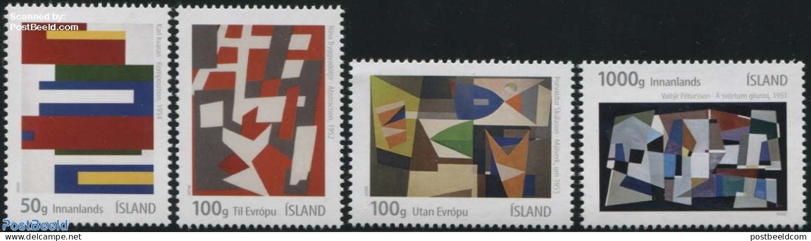 Iceland 2016 Post-War Abstract Art 4v, Mint NH, Art - Modern Art (1850-present) - Paintings - Unused Stamps