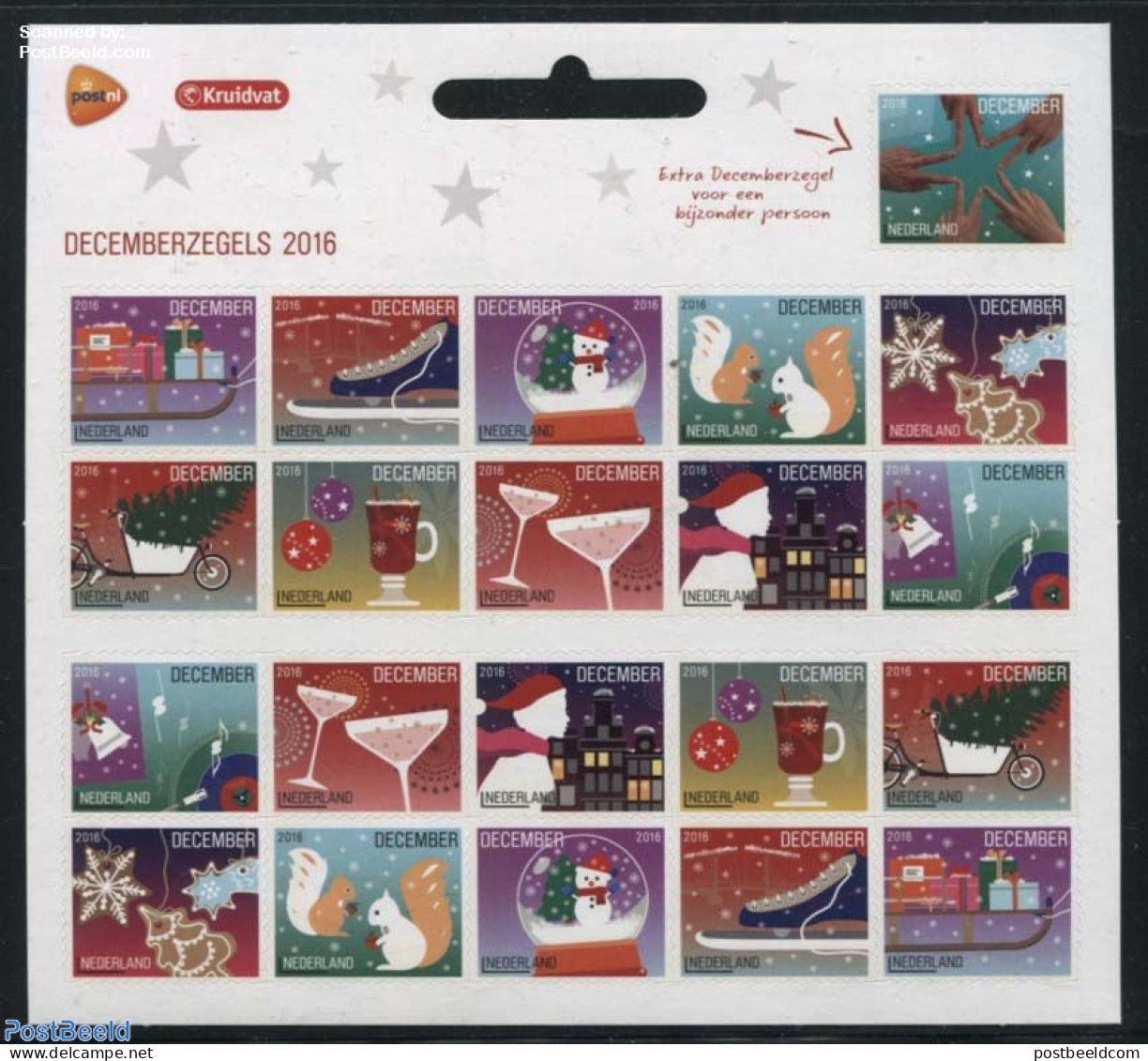 Netherlands 2016 Christmas M/s With Kruidvat Logo, Mint NH, Religion - Sport - Christmas - Skating - Neufs