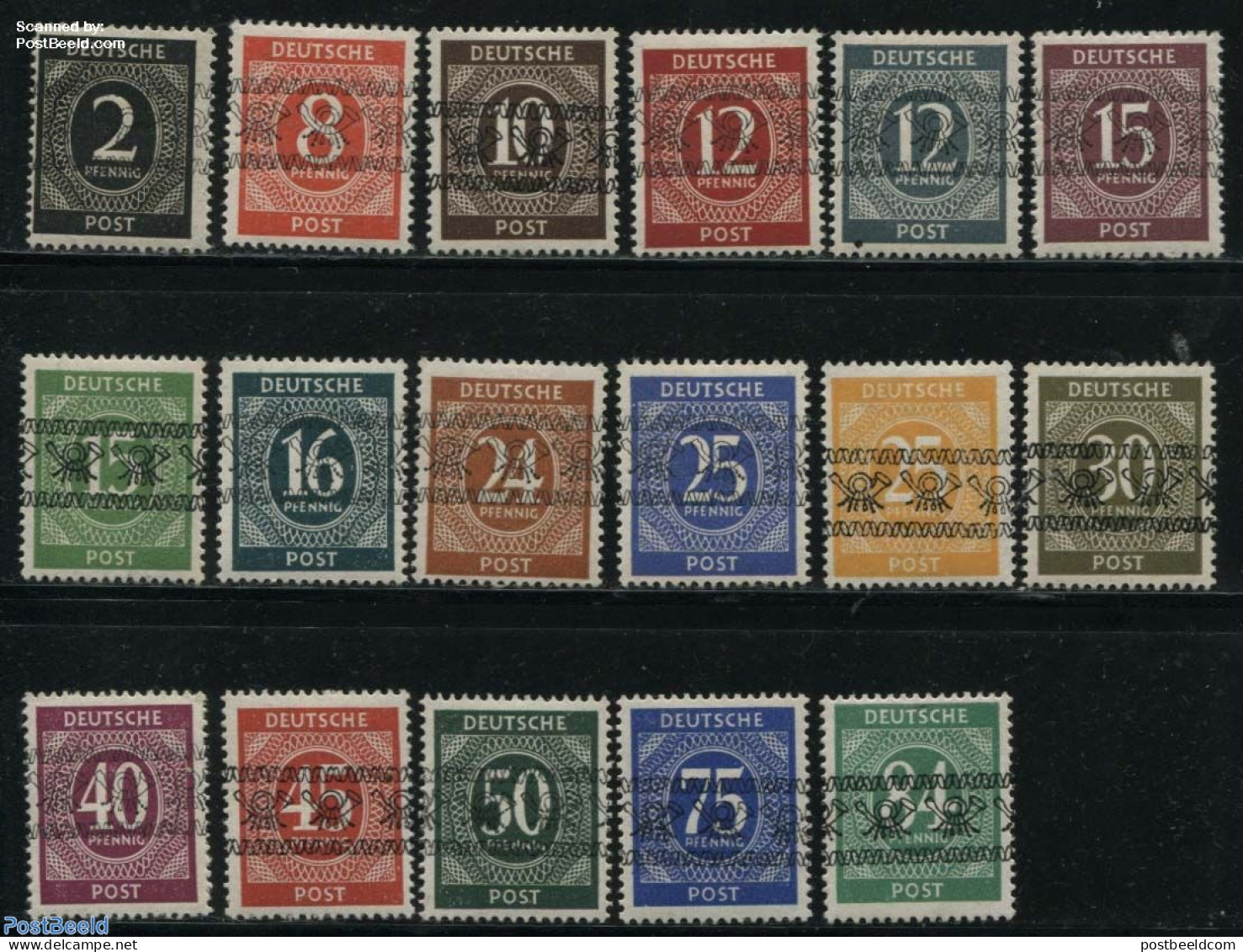 Germany, Federal Republic 1948 Overprints 17v (bar Shape Overprints), Unused (hinged) - Unused Stamps