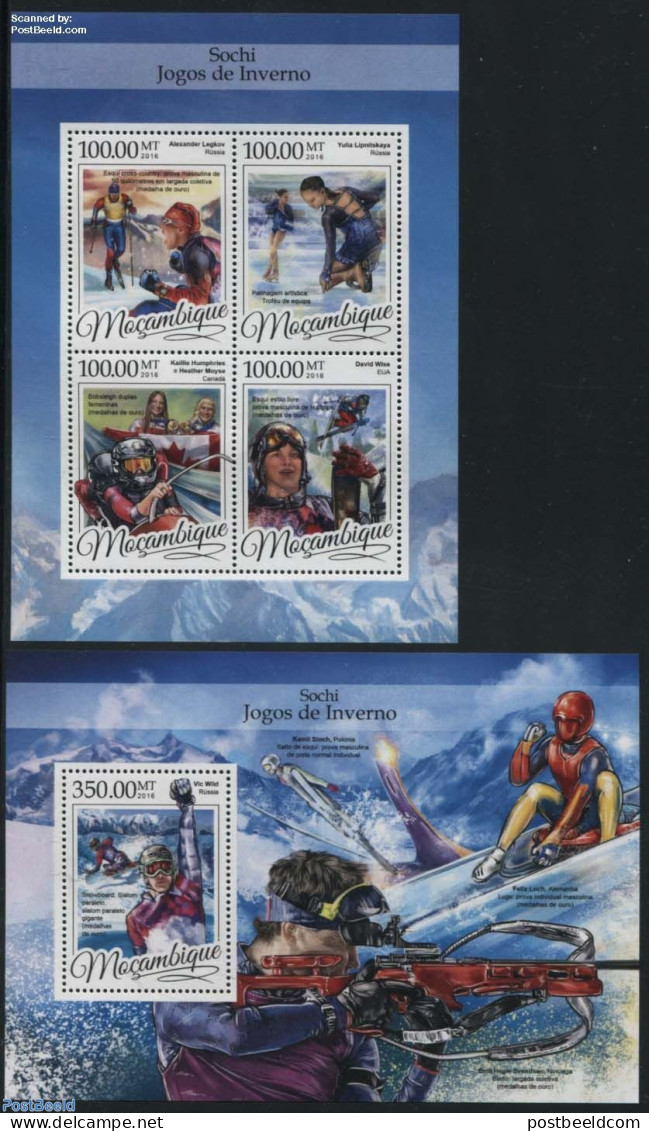 Mozambique 2016 Sochi Winter Games 2 S/s, Mint NH, Sport - (Bob) Sleigh Sports - Olympic Winter Games - Shooting Sport.. - Invierno