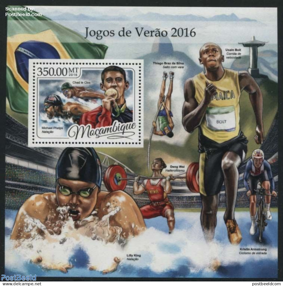 Mozambique 2016 Olympic Games Rio S/s, Mint NH, Sport - Athletics - Cycling - Olympic Games - Swimming - Weightlifting - Leichtathletik