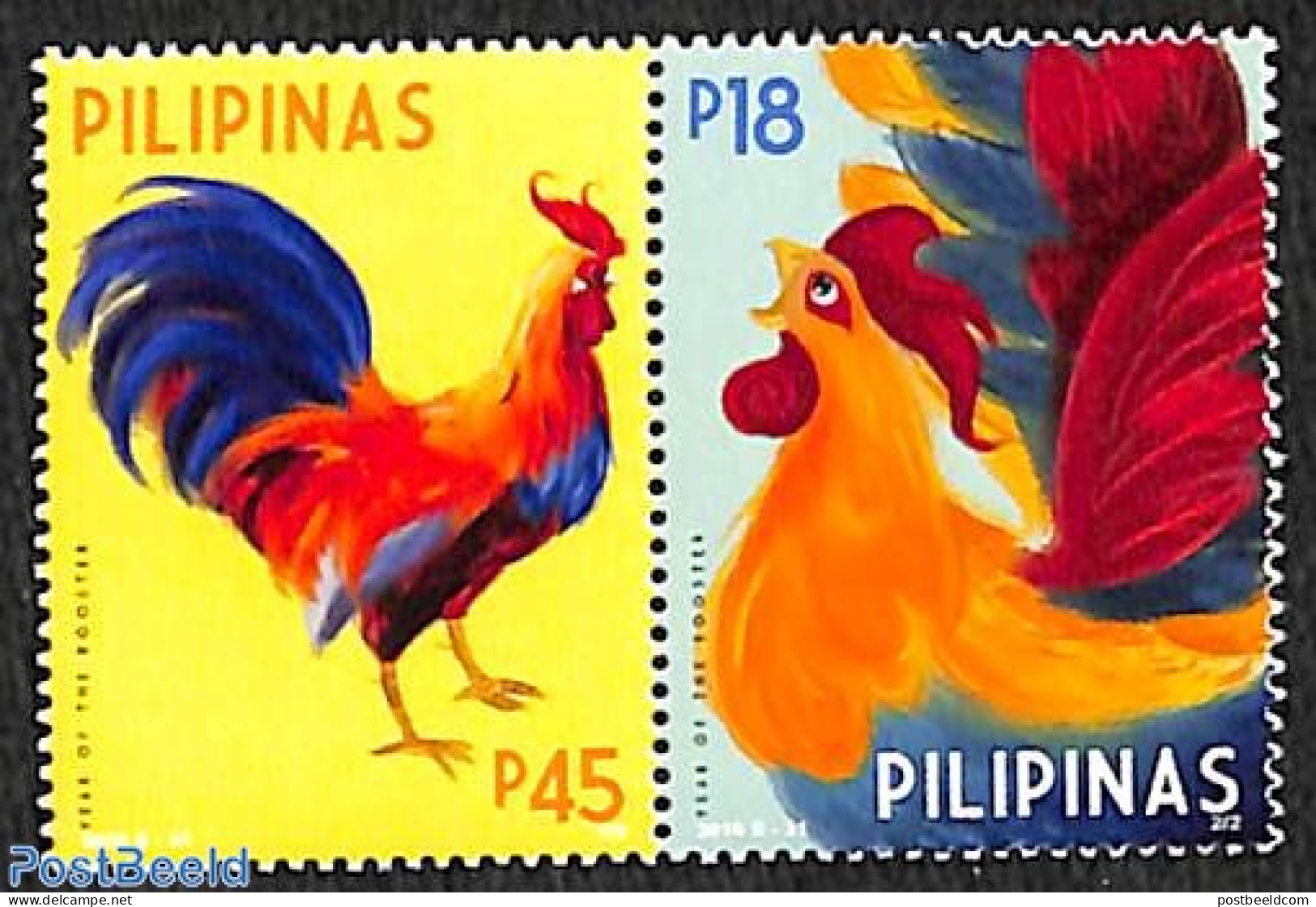Philippines 2016 Year Of The Rooster 2v [:], Mint NH, Nature - Various - Birds - Poultry - New Year - Nouvel An