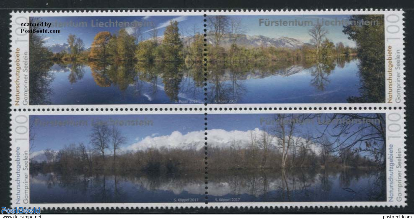 Liechtenstein 2017 Gampriner Lake 4v [+], Mint NH, Nature - National Parks - Water, Dams & Falls - Nuovi