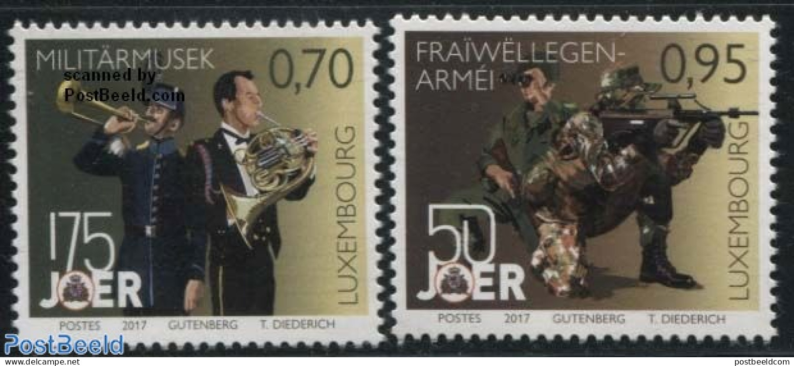Luxemburg 2017 Military 2v S-a, Mint NH, History - Performance Art - Various - Militarism - Music - Musical Instrument.. - Ungebraucht