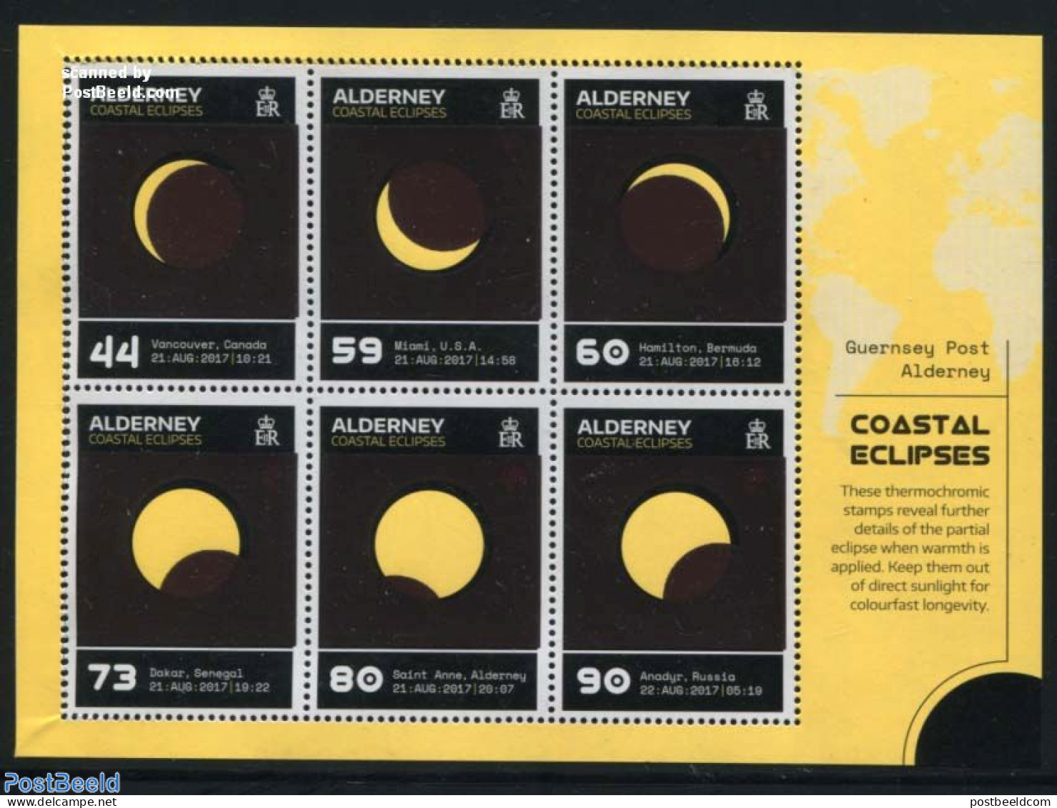 Alderney 2017 Coastal Eclipses S/s (Thermochromic Ink), Mint NH, Science - Astronomy - Astrologie