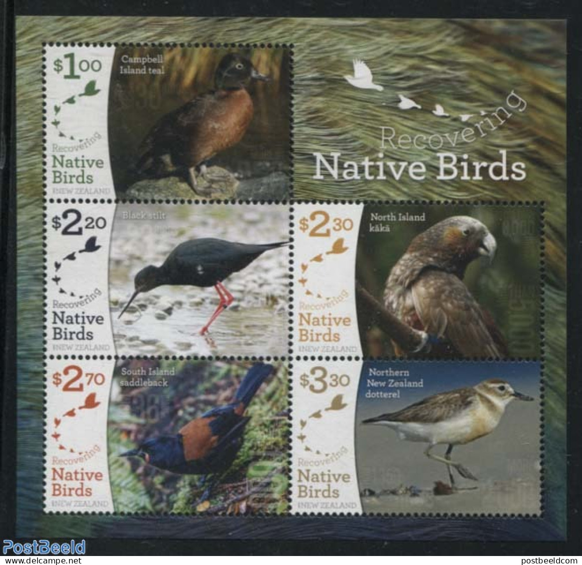 New Zealand 2017 Recovering Native Birds 5v M/s, Mint NH, Nature - Birds - Ducks - Parrots - Unused Stamps