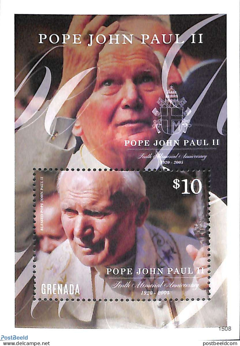 Grenada 2015 Pope John Paul II S/s, Mint NH, Religion - Pope - Religion - Pausen