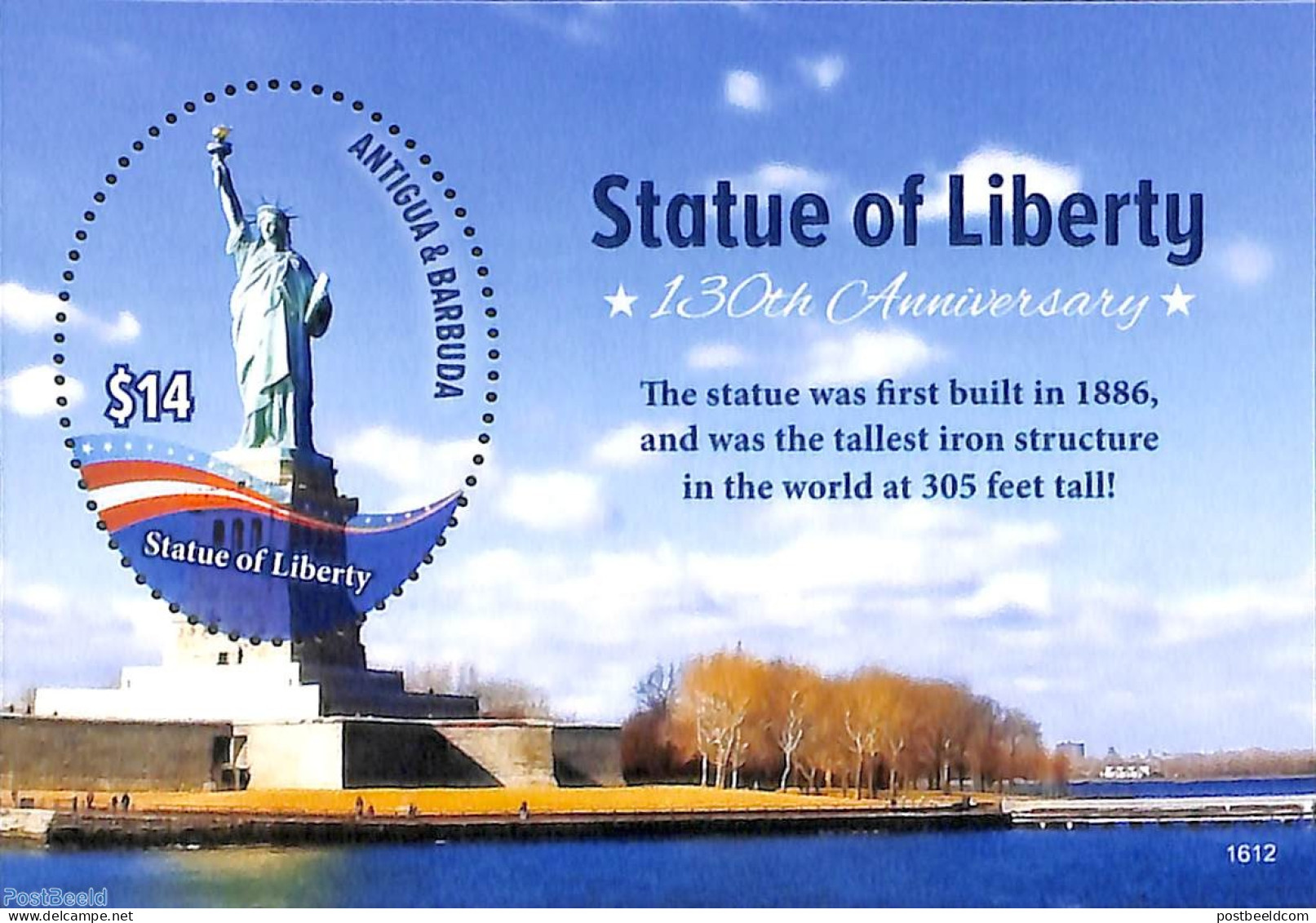 Antigua & Barbuda 2016 Statue Of Liberty S/s, Mint NH, Art - Sculpture - Beeldhouwkunst